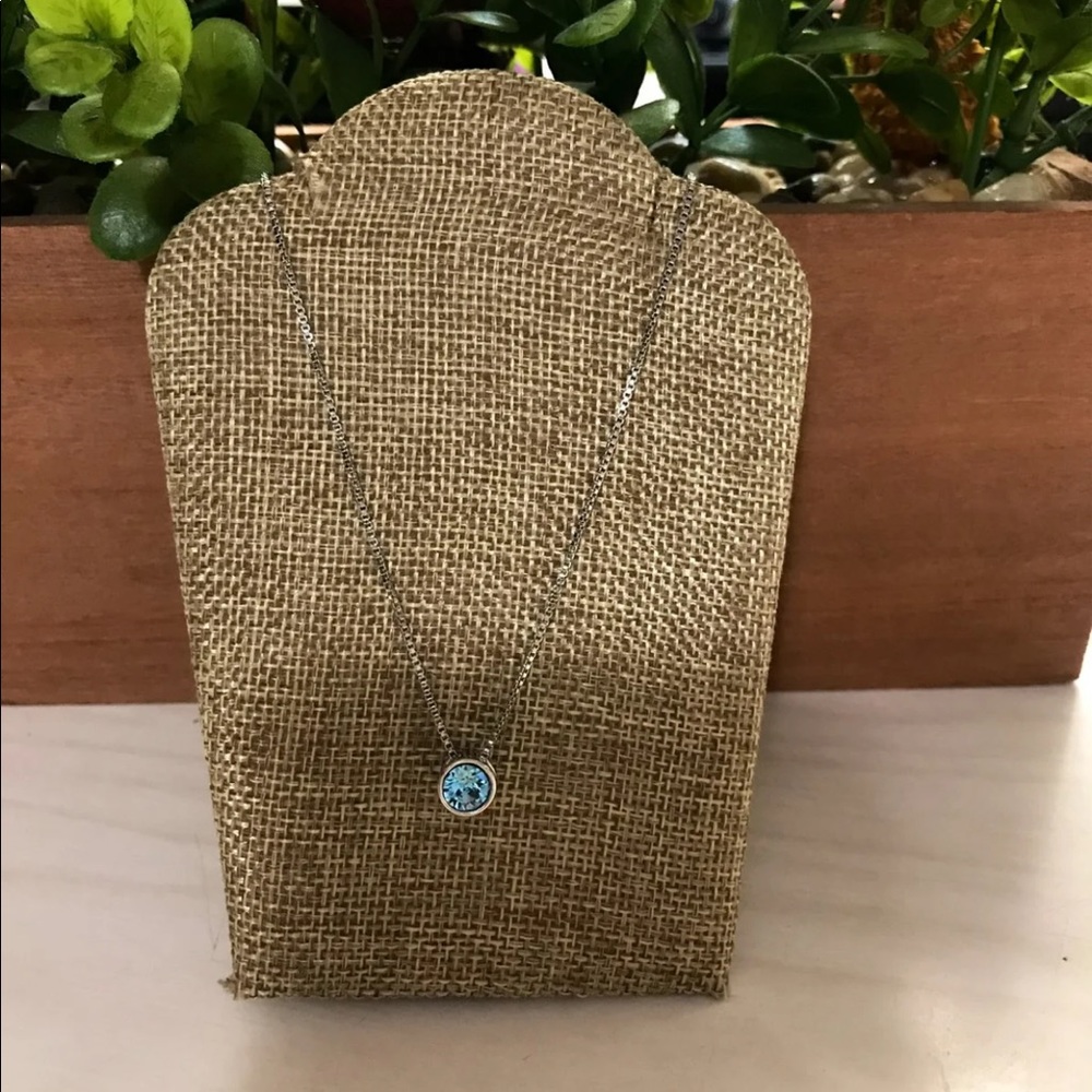 Aqua Round Pendant Necklace